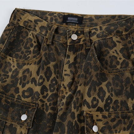 TALKLESS MultiPocket Distressed Leopard Jeans--2450 - TALKLESSFASHION