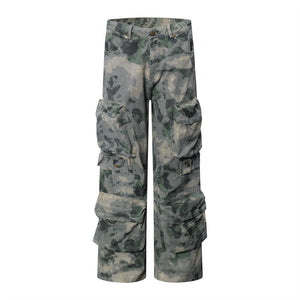 Tie-dye Camo Wide Leg Cargo pant—9255 - TALKLESSFASHION