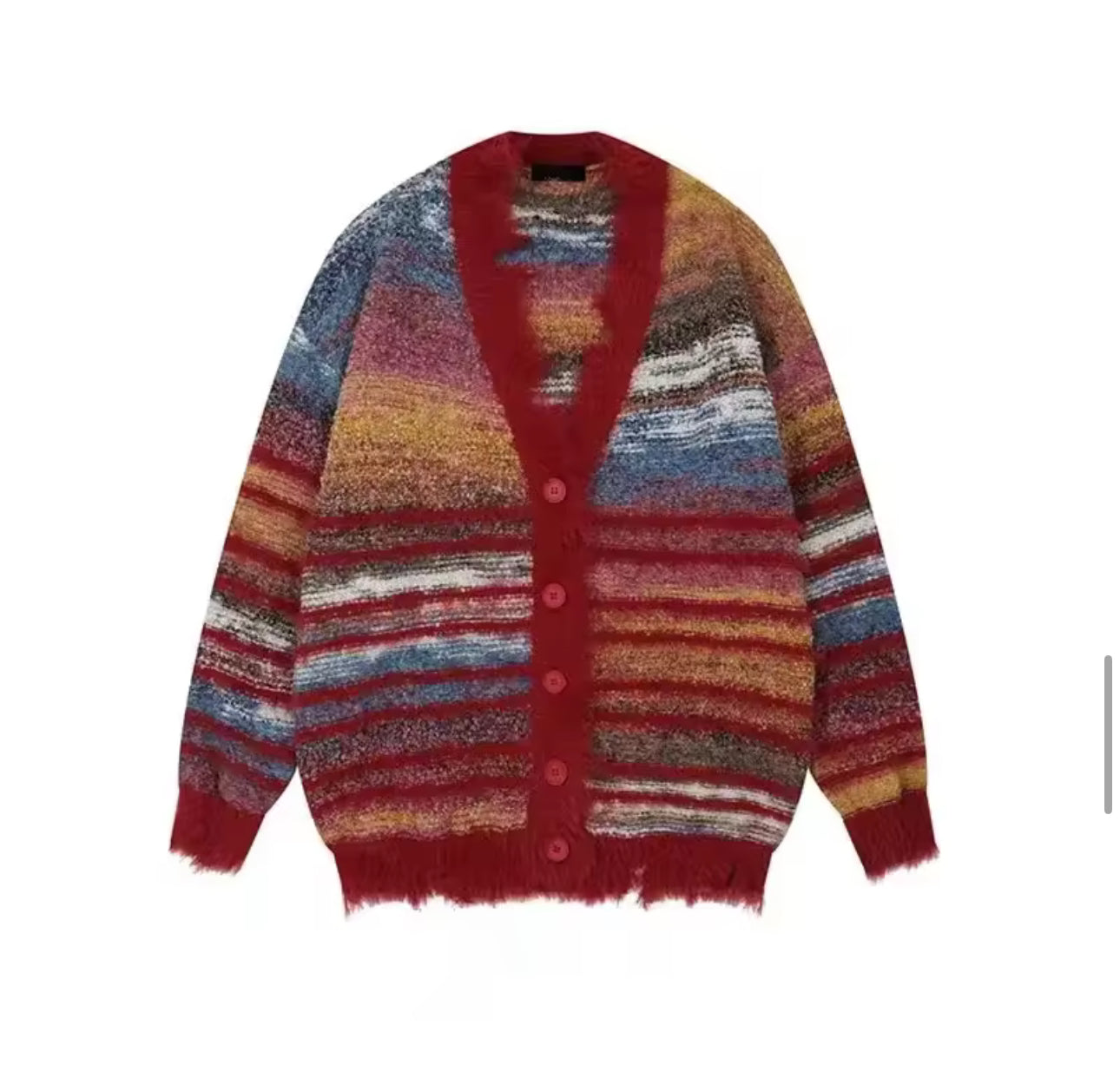 Autumn Color Blocking Striped Sweater Cardigan—7110