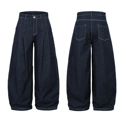 High Waist Pleated Blue Jeans—1007 - TALKLESSFASHION
