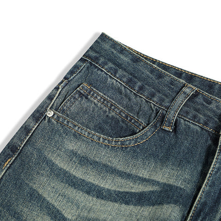 Ripped Knee Denim Straight-leg Pants Men - TALKLESSFASHION