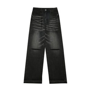 Ripped Knee Denim Straight-leg Pants Men - TALKLESSFASHION