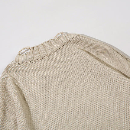 Solid Color Ripped Pullover For Men - TALKLESSFASHION