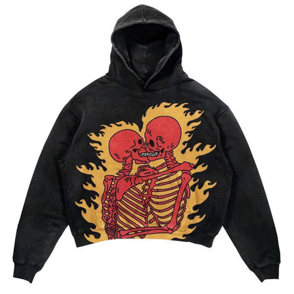 Skeleton Printed Zip Hoodie—-1895 - TALKLESSFASHION