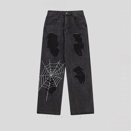 Light Web Destrssed Loose Straight Jeans—9087 - TALKLESSFASHION