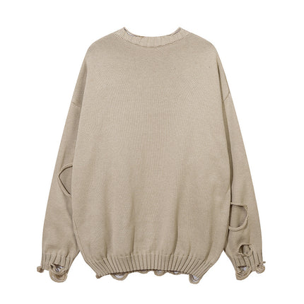 Solid Color Ripped Pullover For Men - TALKLESSFASHION