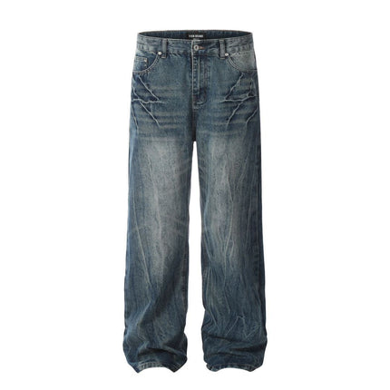 American Retro Lightning Blue Straight Jeans - TALKLESSFASHION