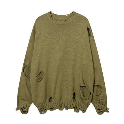 Solid Color Ripped Pullover For Men - TALKLESSFASHION