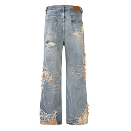TALKLESS Lace Patchwork Stitching Loose Denim Jeans ---1998 - TALKLESSFASHION