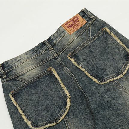 TALKLESS Cat Beard Stitching Jeans--9132 - TALKLESSFASHION