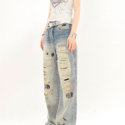 “Urban Rebellion: Splash & Strid ripped Jeans—-6041 - TALKLESSFASHION