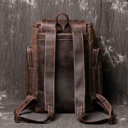 Brown Horse Leather Backpack --6600 - TALKLESSFASHION