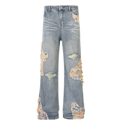 TALKLESS Lace Patchwork Stitching Loose Denim Jeans ---1998 - TALKLESSFASHION