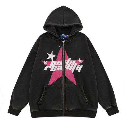 Five-pointed Star ZIP-Up Hooded Sweater—4544 - TALKLESSFASHION