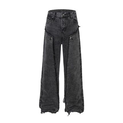 Distressed Wash Cargo Jeans—-5443 - TALKLESSFASHION