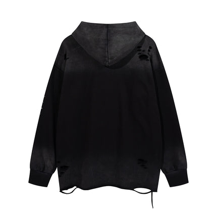 Shadow Washed Ragged Hoodie—9055 - TALKLESSFASHION