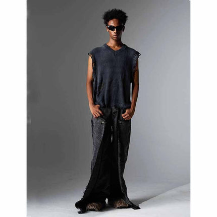 Distressed Wash Cargo Jeans—-5443 - TALKLESSFASHION