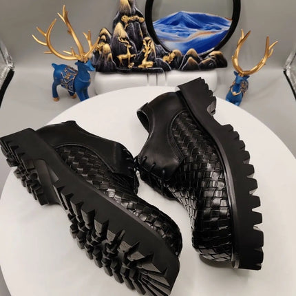 Woven Pattern Space-Up Shoes -----7181 - TALKLESSFASHION