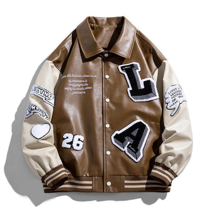 Men's Lapel PU Leather Jacket—8755 - TALKLESSFASHION