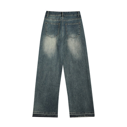 Ripped Knee Denim Straight-leg Pants Men - TALKLESSFASHION