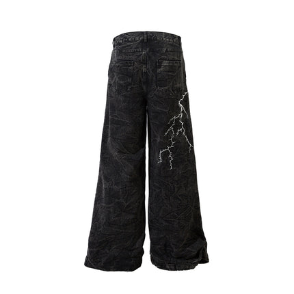 Thunderbolt Denim Straight Jeans—8733 - TALKLESSFASHION