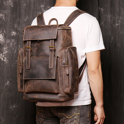 Brown Horse Leather Backpack --6600 - TALKLESSFASHION