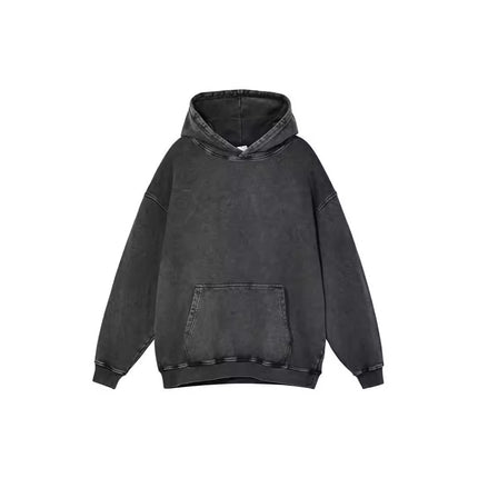Washed oversized Collarless hoodie---4511 - TALKLESSFASHION