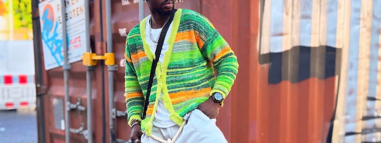 Autumn Color Blocking Striped Sweater Cardigan—7110