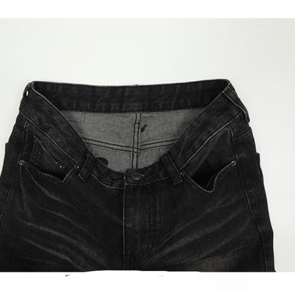 Retro Washed Black Craft Straight Jeans—5339 - TALKLESSFASHION