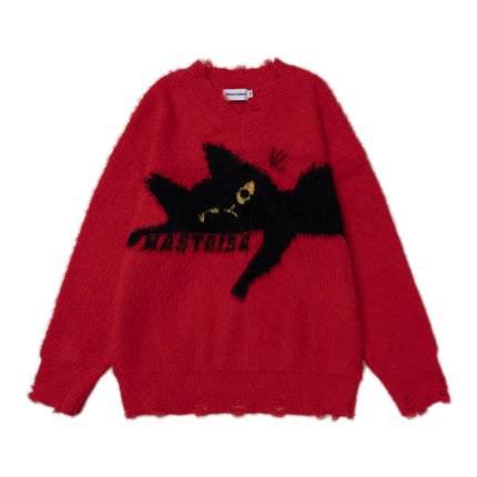 Retro Sleeping Cat Sweater—1811 - TALKLESSFASHION