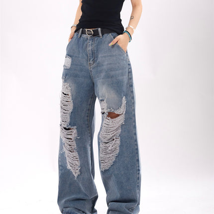 Ripped Denim Trousers For Men And Women - TALKLESSFASHION