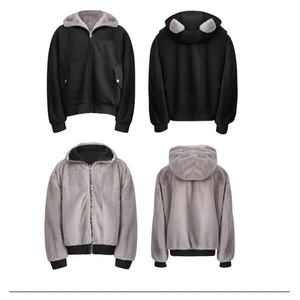 Reversible Cotton Clothes Hooded Jacket—7814 - TALKLESSFASHION