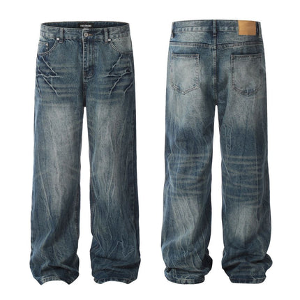 American Retro Lightning Blue Straight Jeans - TALKLESSFASHION