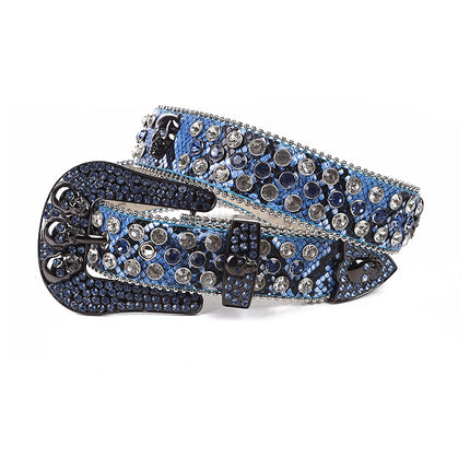 Rhinestone Inset Buckle Skull Belt—8430 - TALKLESSFASHION