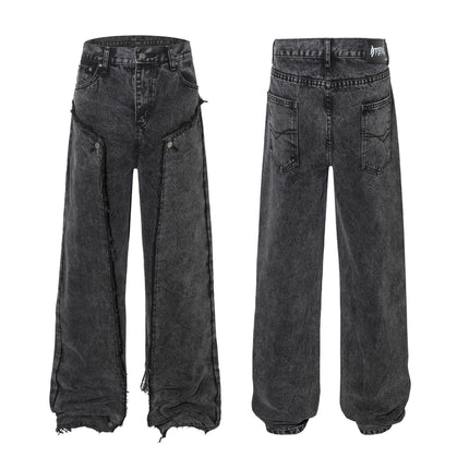 Distressed Wash Cargo Jeans—-5443 - TALKLESSFASHION