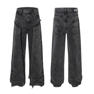 Distressed Wash Cargo Jeans—-5443 - TALKLESSFASHION