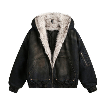 Distressed Cotton Denim Hooded Coat Jacket—7854 - TALKLESSFASHION