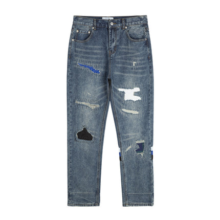 TALKLESS Hole Patch Embroidered Jeans----2214 - TALKLESSFASHION