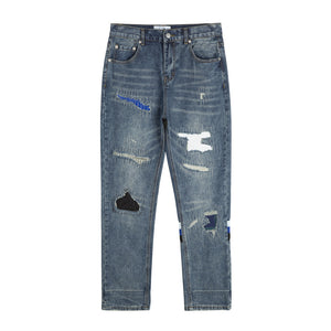 TALKLESS Hole Patch Embroidered Jeans----2214 - TALKLESSFASHION