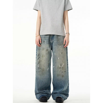 Retro Washed Distressed Baggy Straight Jeans—7317 - TALKLESSFASHION