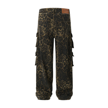 TALKLESS MultiPocket Distressed Leopard Jeans--2450 - TALKLESSFASHION