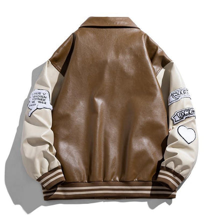 Men's Lapel PU Leather Jacket—8755 - TALKLESSFASHION