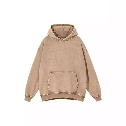 Washed oversized Collarless hoodie---4511 - TALKLESSFASHION