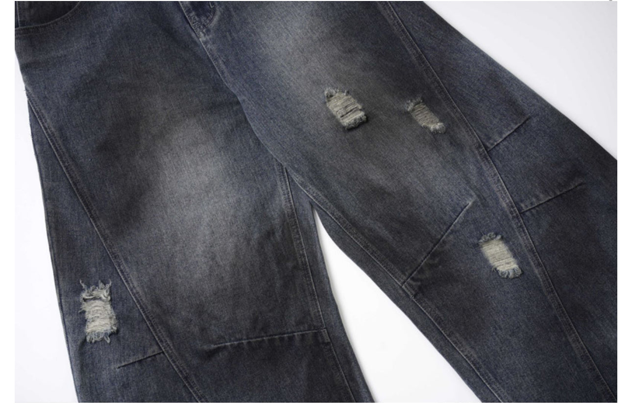 Retro Washed Ripped & Stitch Jeans—3376 - TALKLESSFASHION