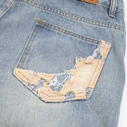 TALKLESS Lace Patchwork Stitching Loose Denim Jeans ---1998 - TALKLESSFASHION