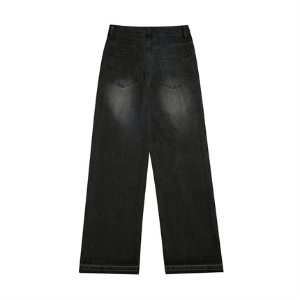 Ripped Knee Denim Straight-leg Pants Men - TALKLESSFASHION