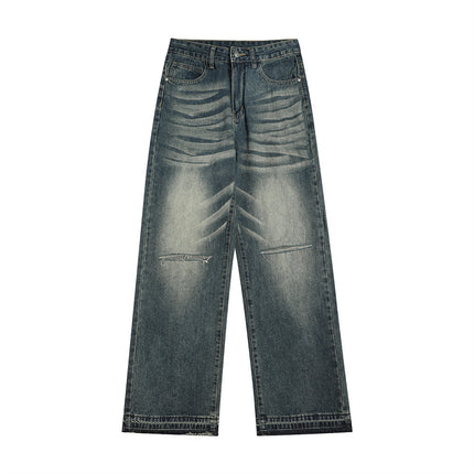 Ripped Knee Denim Straight-leg Pants Men - TALKLESSFASHION