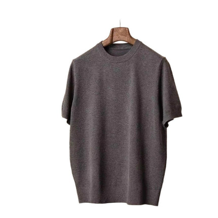 Round Neck Short Sleeve Knitted T-shirt - TALKLESSFASHION
