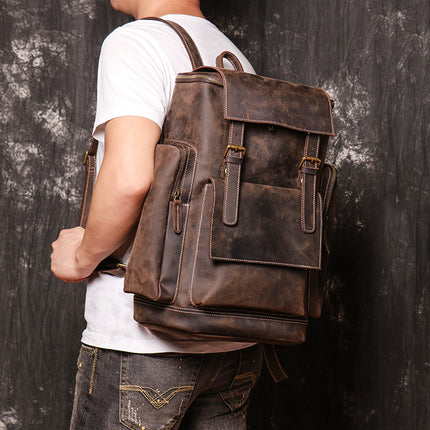 Brown Horse Leather Backpack --6600 - TALKLESSFASHION