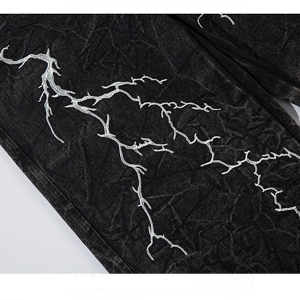 Thunderbolt Denim Straight Jeans—8733 - TALKLESSFASHION